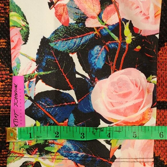 Betsey Johnson Vintage style Floral Leggings M Mesh details - Picture 9 of 9